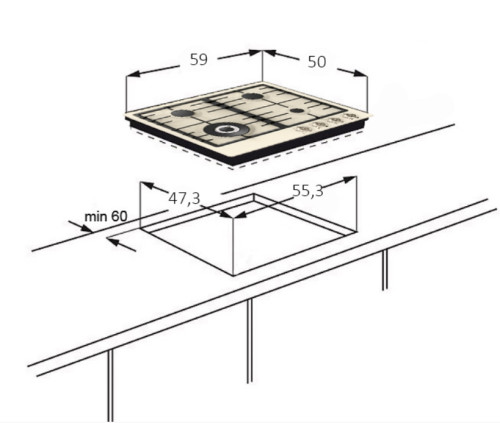 Газовая варочная панель MONSHER (Моншер) MKFG 60G40ME096-WFT