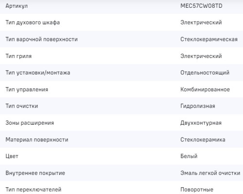 Электрическая плита MAUNFELD (Маунфилд) MEC57CW08TD