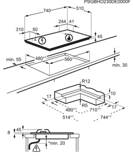 Газовая варочная панель AEG (АЕГ) HKB75453NB