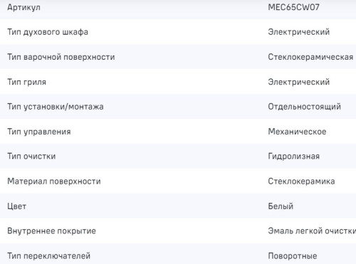 Электрическая плита MAUNFELD (Маунфилд) MEC65CW07