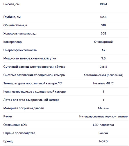 Холодильник NORD (Норд) NC 188NF W