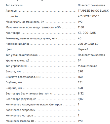Встраиваемая вытяжка MAUNFELD (Маунфилд) TRAPEZE 601GG черный