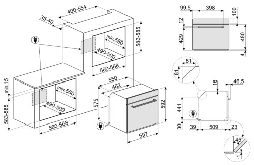 Электрический духовой шкаф Smeg (Смег) SF6400S1PZB