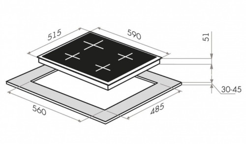 Газовая варочная панель HOMSair (ХОМСэйр) HGS643TGCS