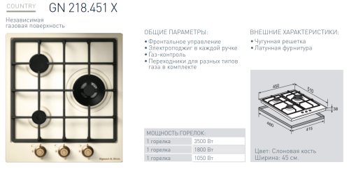 Газовая варочная панель Zigmund-Shtain (Зигмунд-Штайн) GN 218.451 X + ВИДЕО О ТОВАРЕ