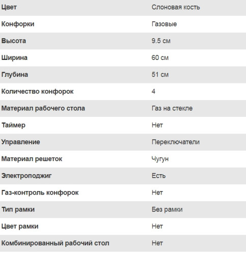 Газовая варочная панель Lex (Лекс) GVG 6042 Iv Light