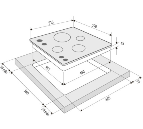 Газовая варочная панель Krona (Крона) PARTITA 60 IX