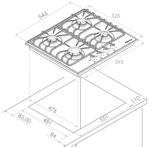 Газовая варочная панель Kuppersberg (Купперсберг) FQ 601 B