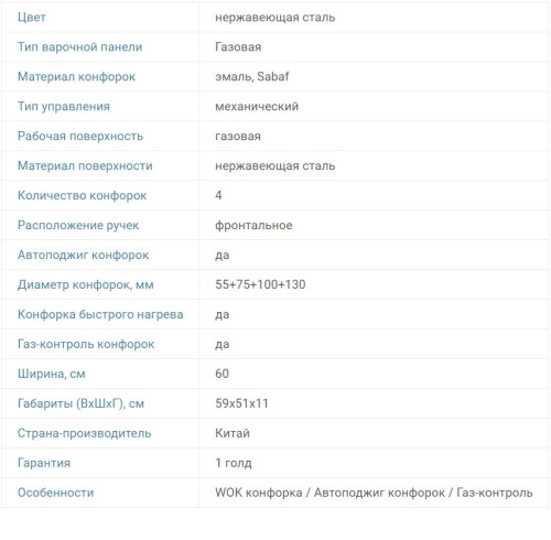 Газовая варочная панель RICCI (Риччи) HBS4510D