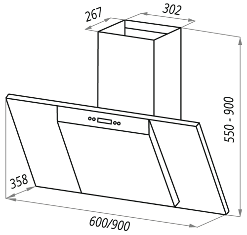 Вытяжка MAUNFELD (Маунфилд) Gloria 60 черный/черное стекло