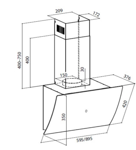 Вытяжка Lex (Лекс) PLAZA GS 600 BLACK