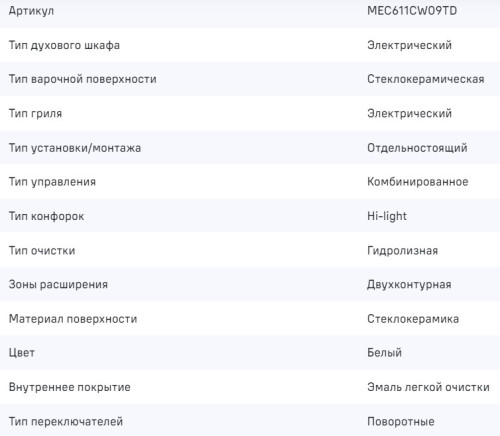 Электрическая плита MAUNFELD (Маунфилд) MEC611CW09TD