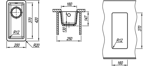 Кухонная мойка Florentina (Флорентина) Вега-160, антрацит