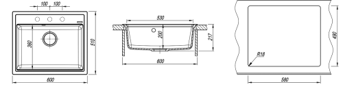 Кухонная мойка Florentina (Флорентина) Липси 600, грей