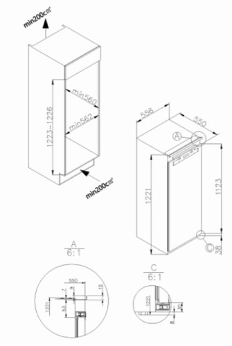 Встраиваемый холодильник Korting (Кёртинг) KSI 1221
