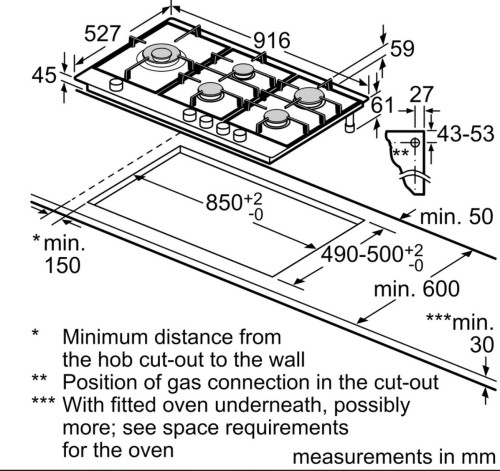 Газовая варочная панель Bosch (Бош) PRS9A6D70M