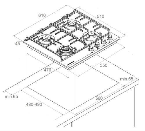 Газовая варочная панель Kuppersberg (Купперсберг) FS 63 X