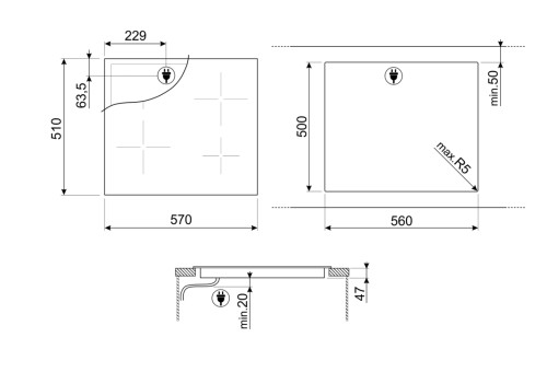 Электрическая варочная панель Smeg (Смег) SE364ETFX