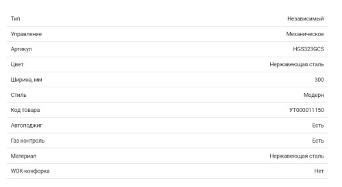 Газовая варочная панель HOMSair (ХОМСэйр) HGS323GCS