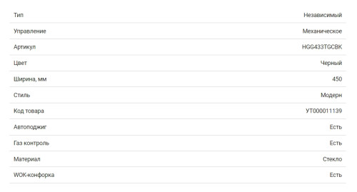 Газовая варочная панель HOMSair (ХОМСэйр) HGG433TGCBK