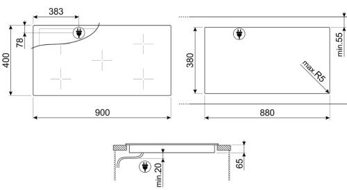 Индукционная варочная панель Smeg (Смег) SIH7933B