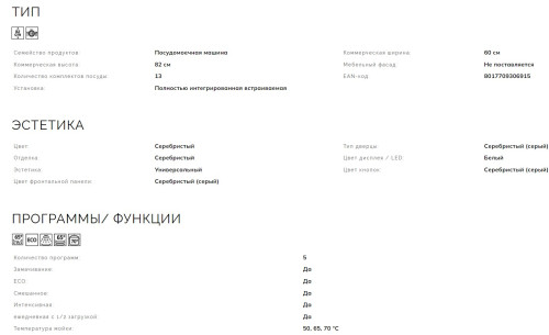 Встраиваемая посудомоечная машина Smeg (Смег) STL281DS