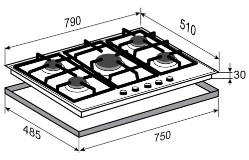 Газовая варочная панель Zigmund-Shtain (Зигмунд-Штайн) MN 165.71 B