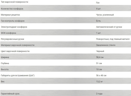 Газовая варочная панель Hiberg (Хайберг) VM 6044 B