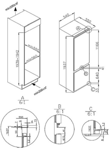 Встраиваемый холодильник MAUNFELD (Маунфилд) MBF193NFWGR Inverter