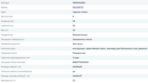 Газовая варочная панель Delvento (Делвенто) V60H41S001