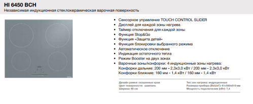 Индукционная варочная панель Korting (Кёртинг) HI 6450 BCH
