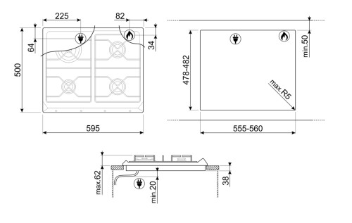 Газовая варочная панель Smeg (Смег) SRV864POGH