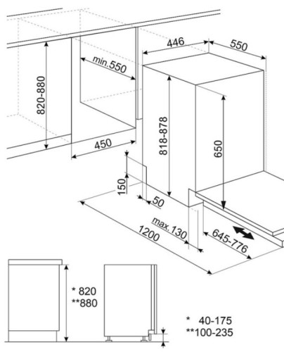 Встраиваемая посудомоечная машина Smeg (Смег) ST4512IN