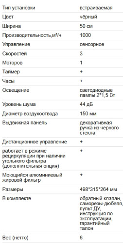 Встраиваемая вытяжка EXITEQ (Экзитег) EX-1145 black