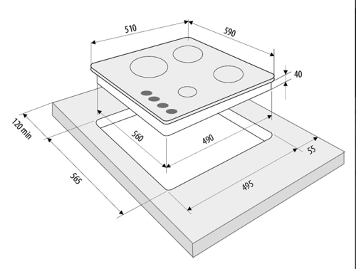 Газовая варочная панель Fornelli (Форнелли) PGA 60 Quadro WH