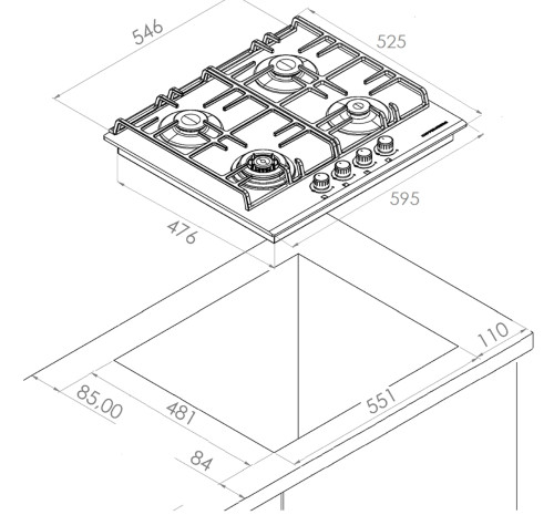 Газовая варочная панель Kuppersberg (Купперсберг) FQ 63 B