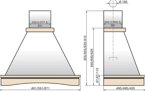 Вытяжка Elikor (Эликор) Вилла 50 бежевый/дуб неокрашенный
