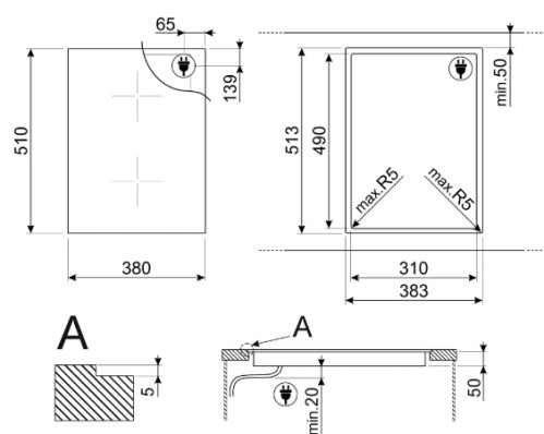 Индукционная варочная панель Smeg (Смег) SIM6323R