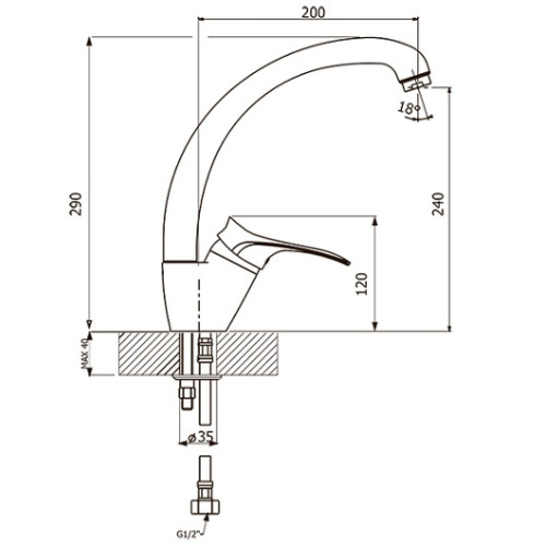 Смеситель FL-03 Омега, цвет шампань