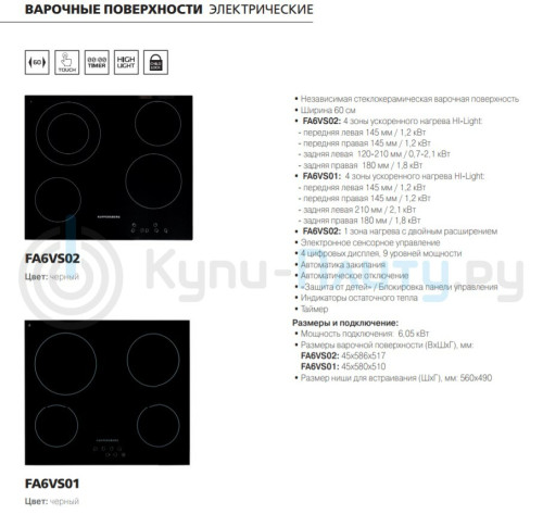 Электрическая варочная панель Kuppersberg (Купперсберг) FA6VS02