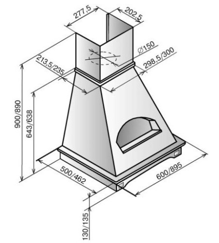 Вытяжка Elikor (Эликор) Бельведер 90 бежевый/дуб неокрашенный/гал