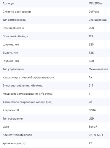 Морозильная камера MAUNFELD (Маунфилд) MFL200W