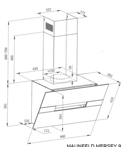 Вытяжка MAUNFELD (Маунфилд) Mersey 90 белый\вставка сатин
