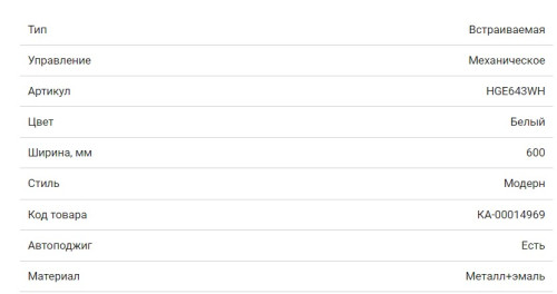 Газовая варочная панель HOMSair (ХОМСЭйр) HGE643WH