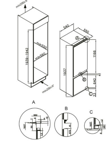 Встраиваемый холодильник Lex (Лекс) LBI193.0D