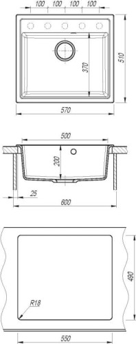 Кухонная мойка Dr.Gans (Доктор Ганс) "НИКА 570" 570x510x217 цвет белый