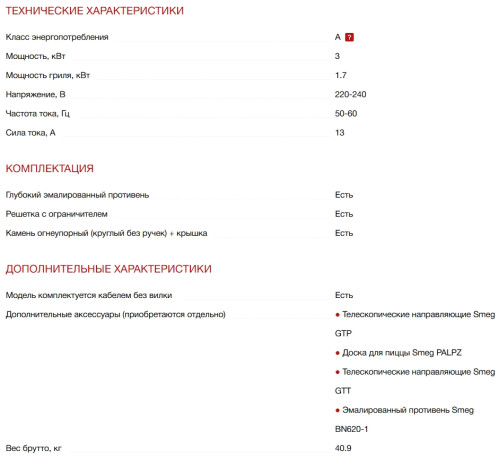 Электрический духовой шкаф Smeg (Смег) SF6400S1PZB