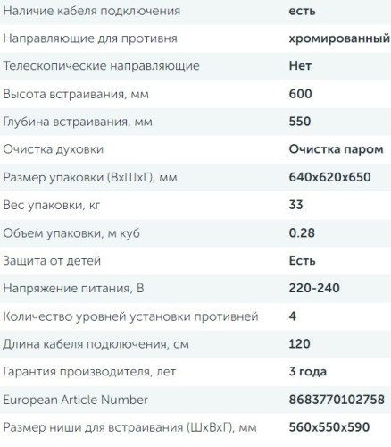 Электрический духовой шкаф Delvento (Делвенто) V6EB59001