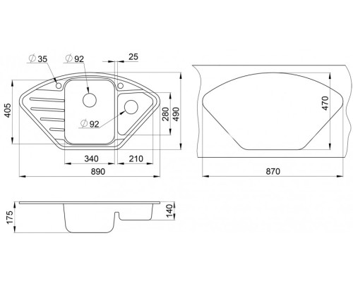 Кухонная мойка Granula (Гранула) GR-9101 gr, графит