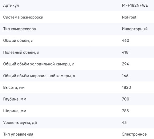 Холодильник MAUNFELD (Маунфилд) MFF182NFWE